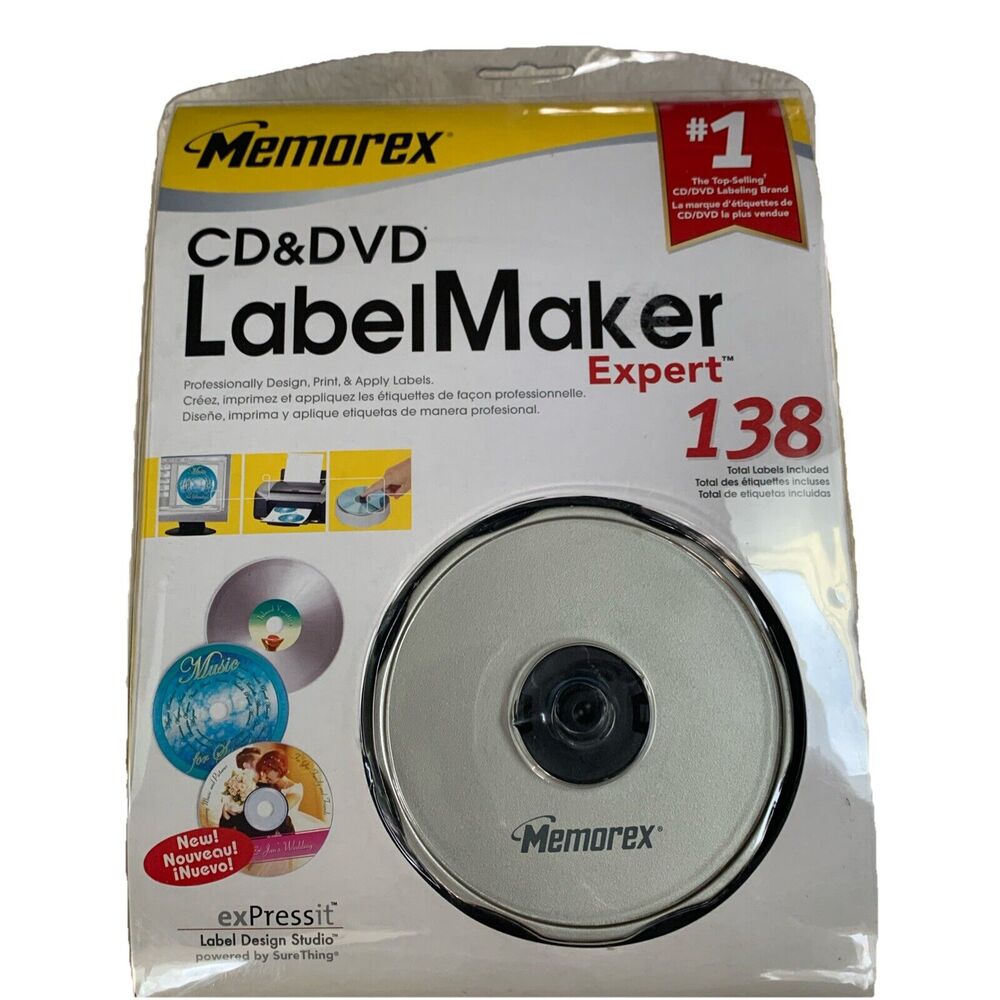 Memorex Label Maker Expert Kit Software 138 Labels CD / DVD Factory Sealed
